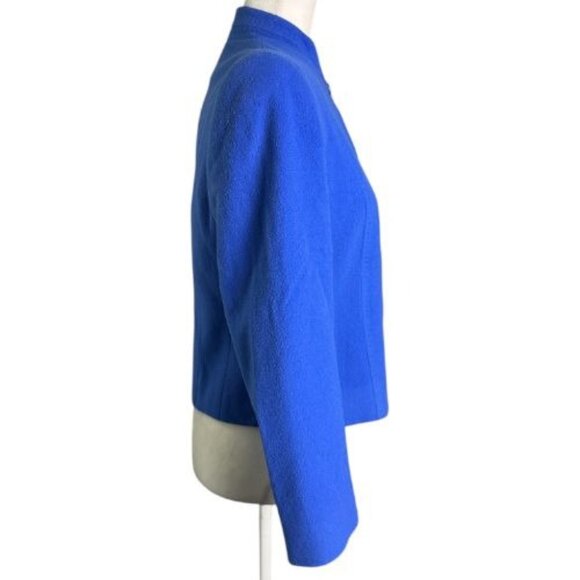 Louben Blue Wool Cashmere Blend Zip Front Jacket Blazer Made in Canada Womens 6 - Picture 6 of 9